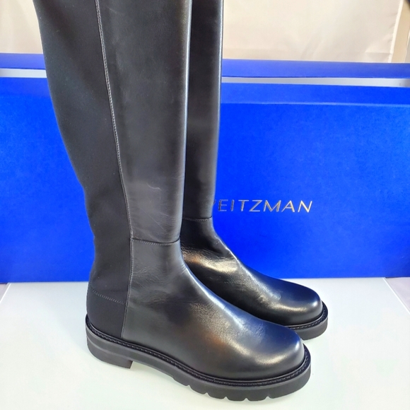 NWT$850 Stuart Weitzman 50/50 Lift Black Leather Stretch Over-The-Knee Boots 6.5 - Picture 8 of 16